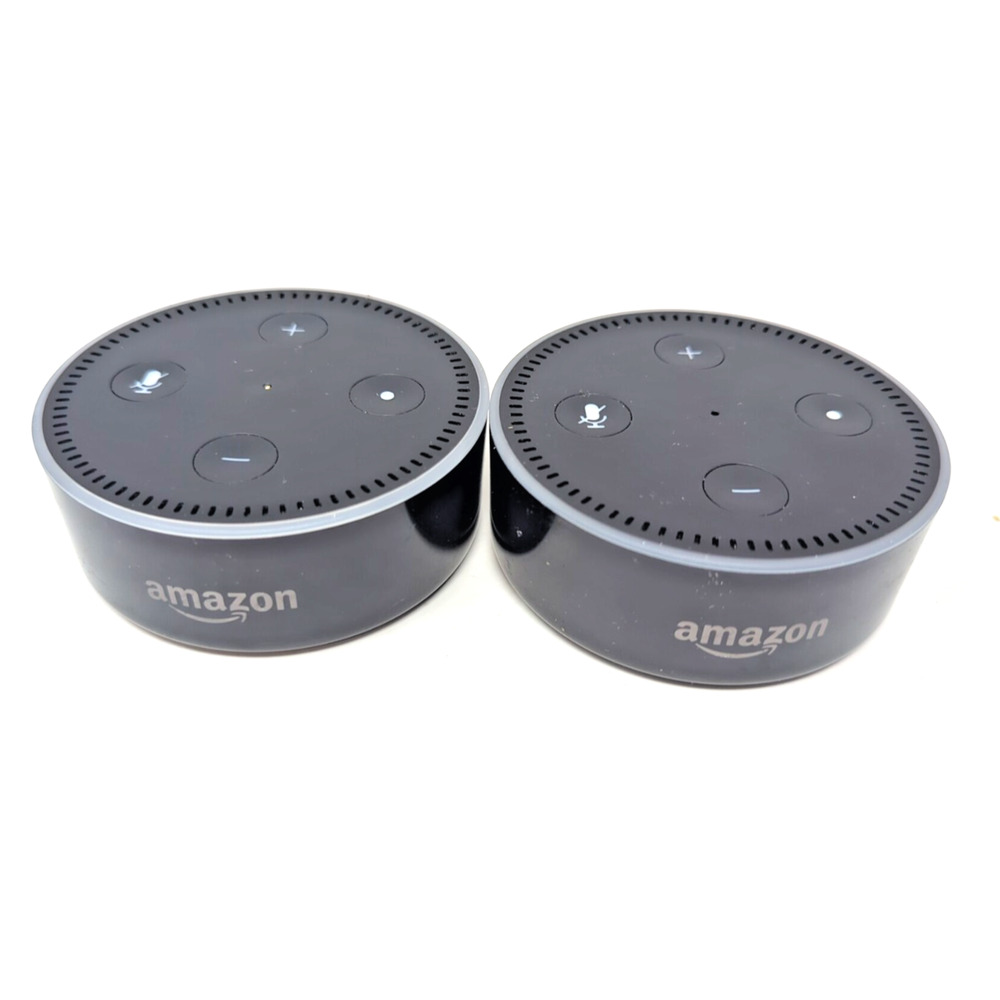 LOT of 2 Amazon Alexa Echo Dot 2nd Generation Black Model: RS03QR